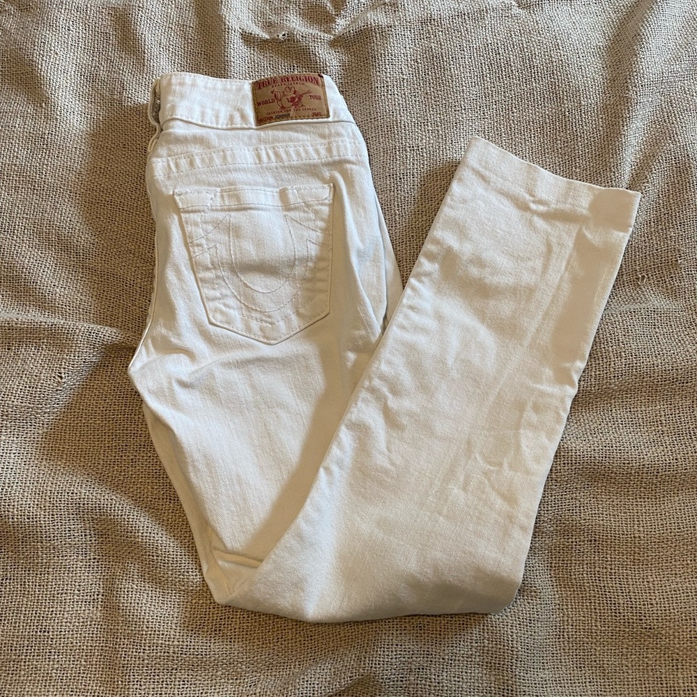 True Religion white cropped low rise shorts